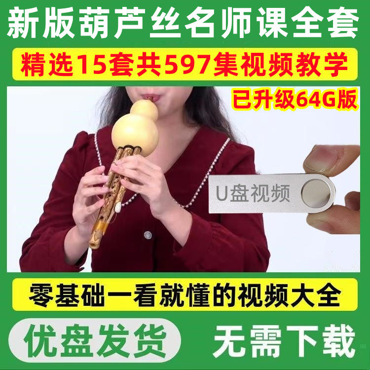 葫芦丝教程优盘零基础初学入门教学视频儿童成人新手全套学习U盘