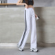白色夏薄款 阔腿裤 舞蹈运动裤 宽松显瘦春秋直筒休闲裤 子女高腰时尚
