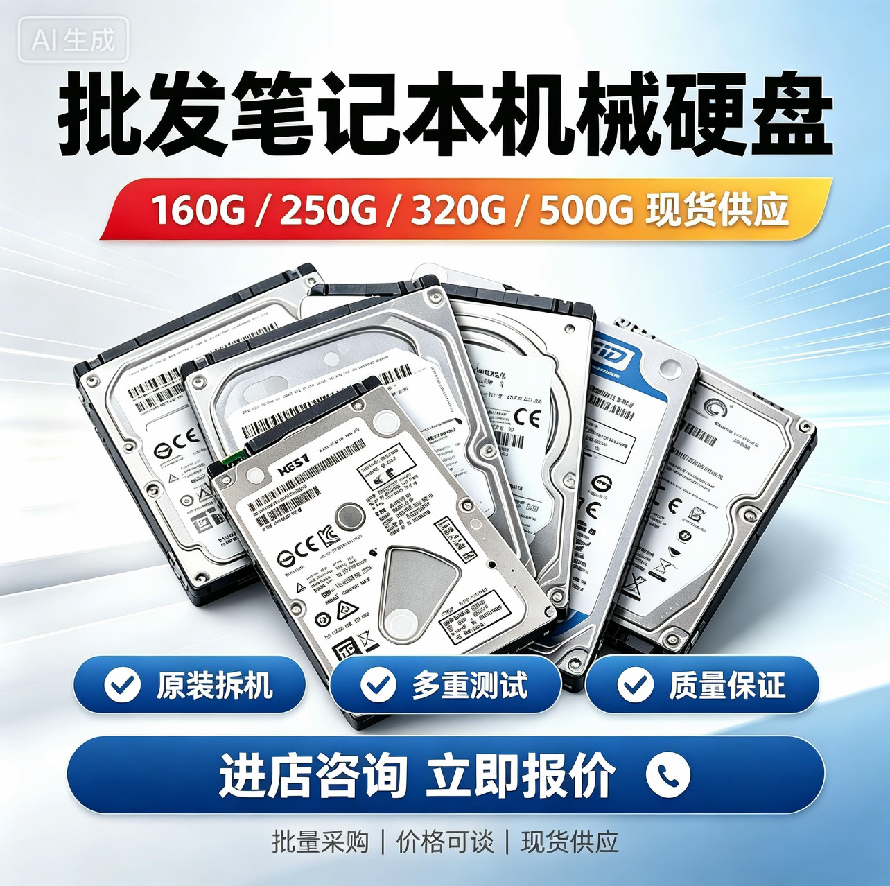 拆机笔记本电脑2.5寸机械硬盘sata串口160G250G320G 500G储存游戏 - 实物图
