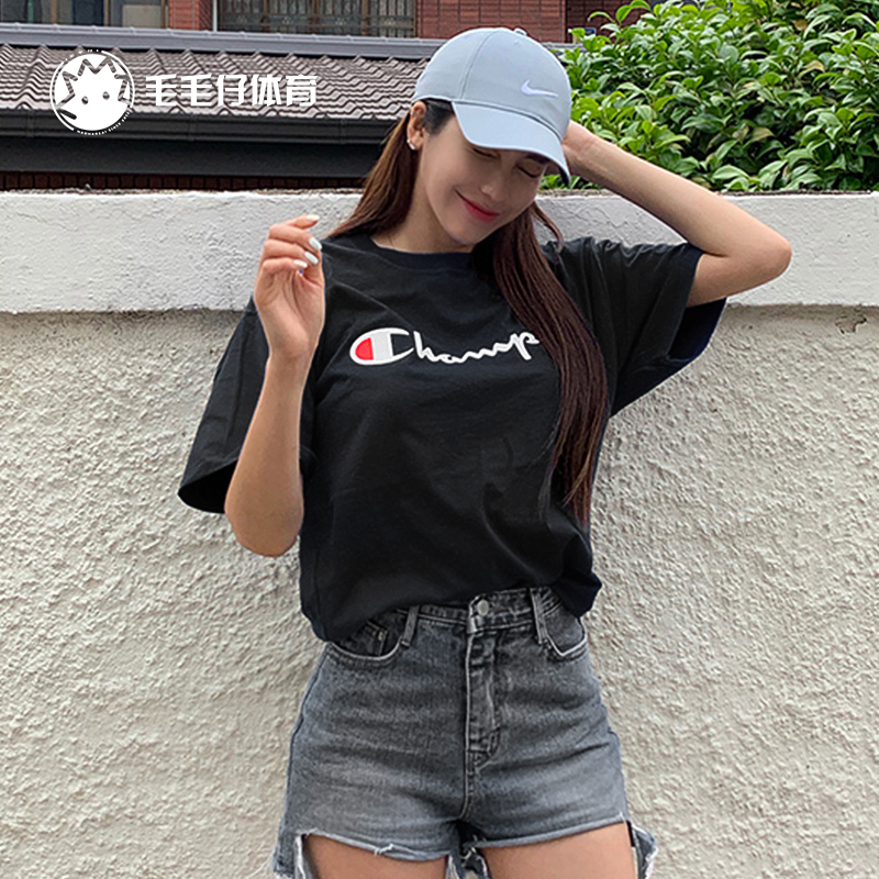 Champion/冠军 男女同款潮流经典草写印花LOGO运动休闲T恤GT23H 运动服/休闲服装 运动T恤 原图主图