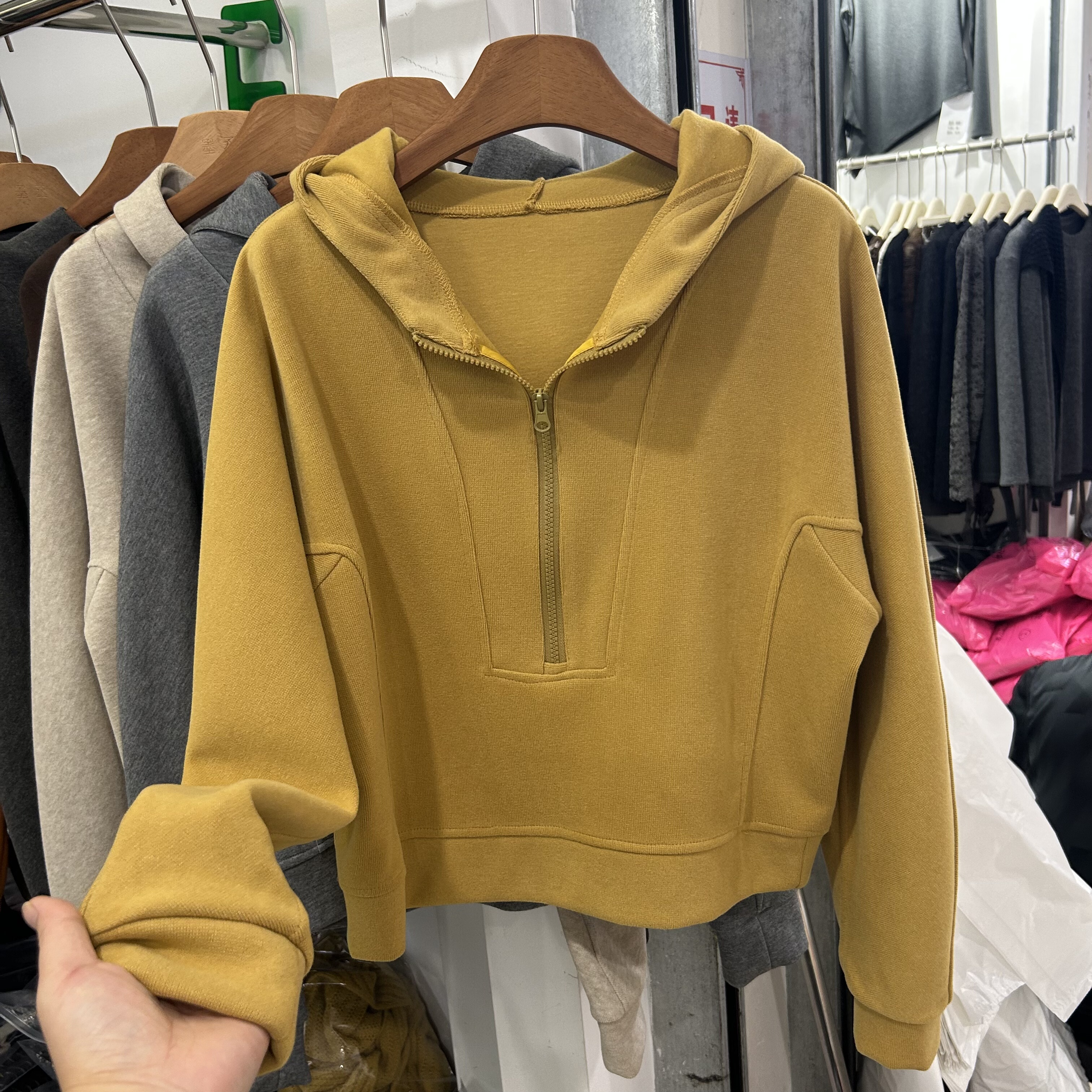 欧货半拉链连帽长袖卫衣女2025秋季新宽松显瘦小个子减龄短款上衣