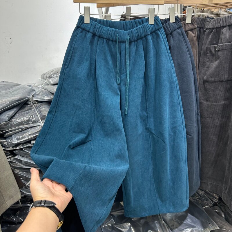 阔腿裤女灯芯绒加绒九分直筒裤