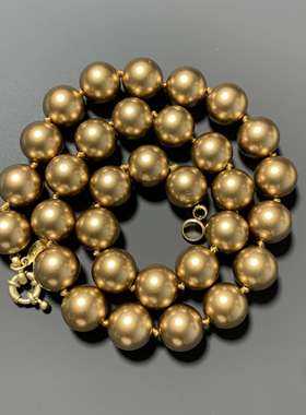 JR香槟金咖色琉璃珍珠短款项链