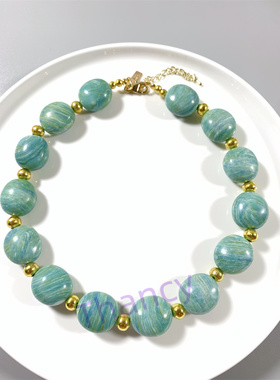 LULUS打标绿色天然石项链