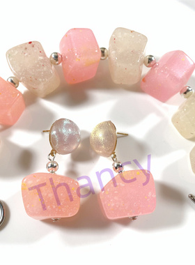 B*R打标不规则树脂块耳环手链