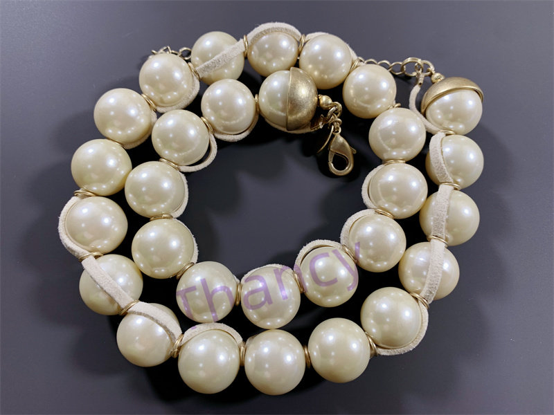 Vintage中古LIA SOPHIA打标奶油白色好品质树脂珍珠绕绳项链