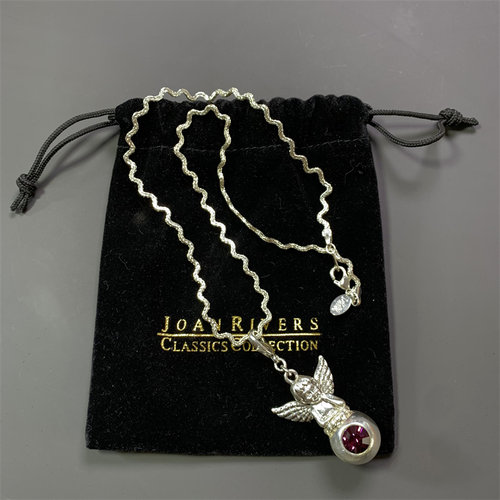 Vintage中古JR打标纯铜波浪型气质百搭白金色短项链 PG小天使吊坠