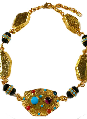 琉璃水晶蓝松石宫廷风短款项链