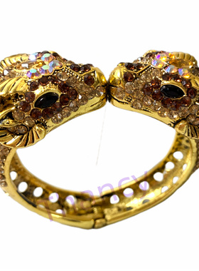 双羊头开口满钻复古手镯