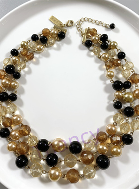 1937多元素琉璃珠三层锁骨链