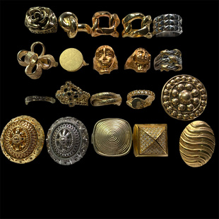 Vintage中古 复古夸张个性设计感素金款MK/小m打标孤品戒指合集