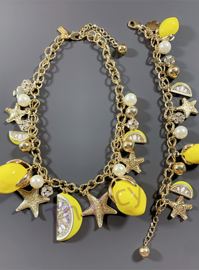 KS打标大颗柠檬吊坠项链手链套装