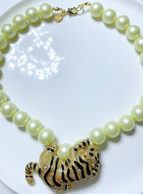 JoanRivers豹子琉璃珍珠项链