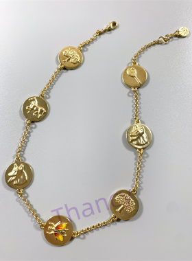 TB打标珐琅动物昆虫圆盘项链