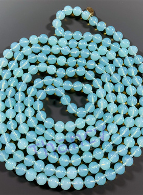 VH打标绿色果冻琉璃珠超长项链