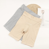 透气防卷边2合1短裤 加档高腰弹力安全裤 棉质四分打底裤 女士夏薄款