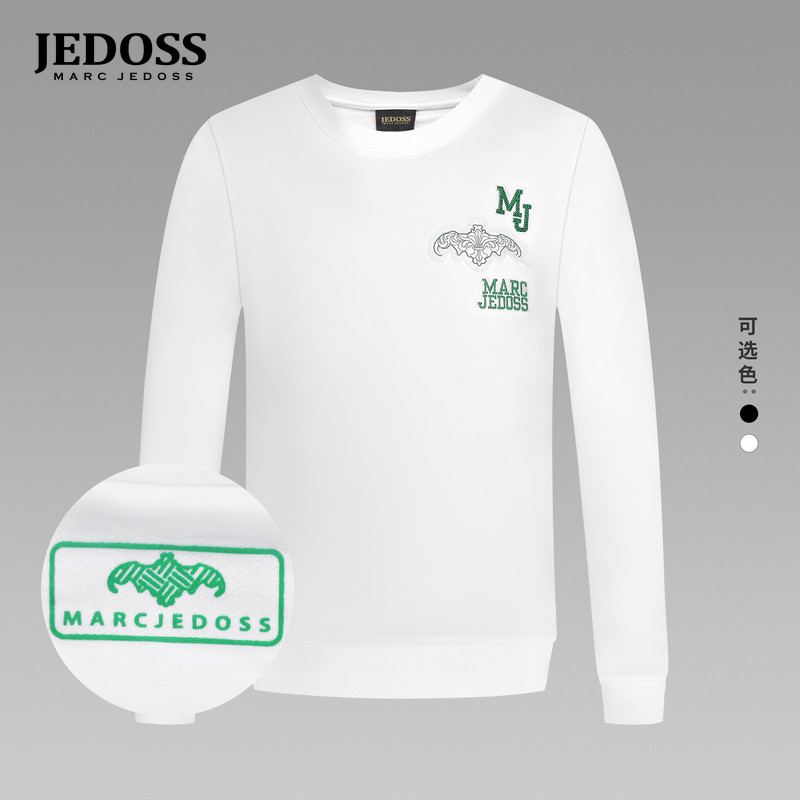 JEDOSS/爵迪斯男装秋季新款简约胸标LOGO刺绣套头卫衣HM152