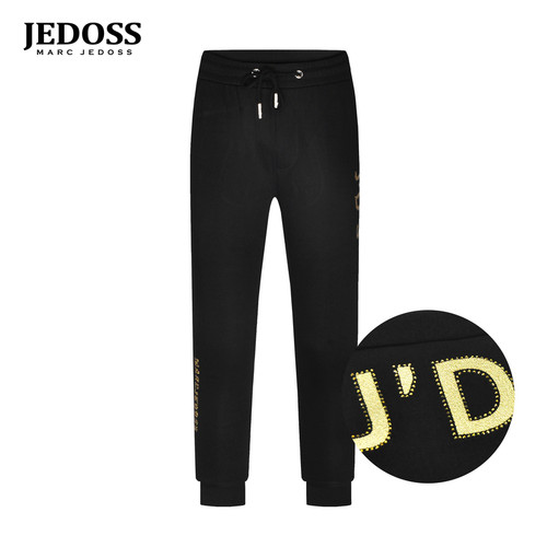 JEDOSS/爵迪斯男装2025秋季新款简约烫金烫钻九分针织裤D3750ZH