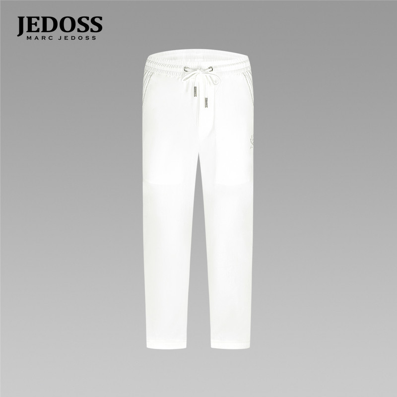 JEDOSS/爵迪斯男装2026春夏专柜新款字母麦穗刺绣九分针织裤069