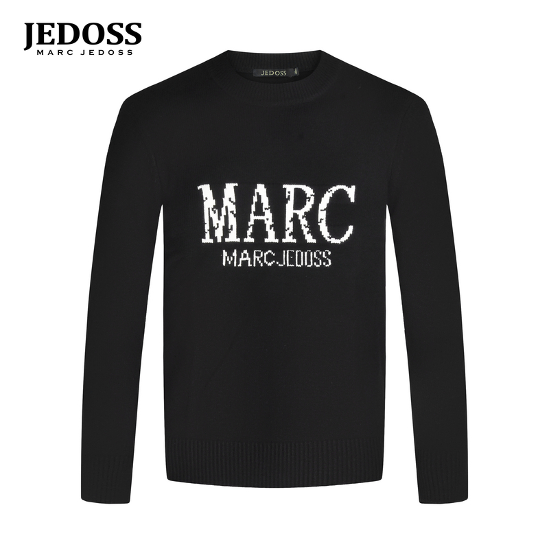 JEDOSS/爵迪斯男装2025秋季新款字母LOGO撞色提花长袖针织衫MS109