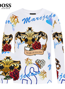 JEDOSS/爵迪斯春夏专柜同款上新男士LOGO炫彩烫印长袖T恤127