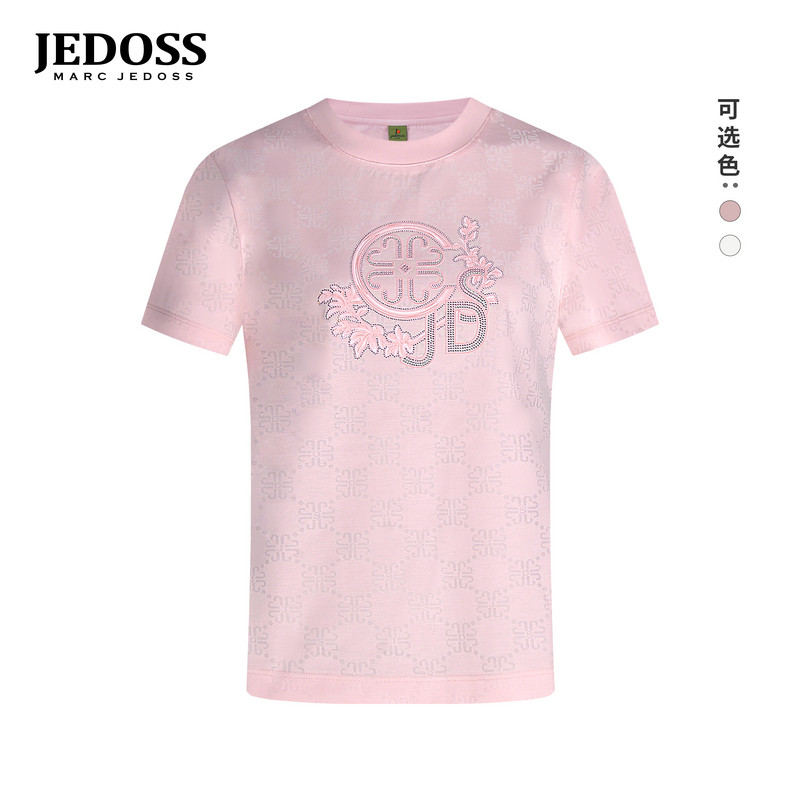 JEDOSS/爵迪斯女装2026春夏专柜新款满激光雕花时尚短袖T恤B0251