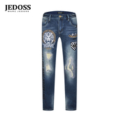 长裤 JEDOSS 621B 新款 虎头刺绣章仔磨破牛仔裤 爵迪斯男装 2025夏季