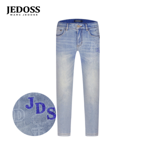 JEDOSS/爵迪斯男装2026夏季专柜新款字母压凸水印九分牛仔裤QR002