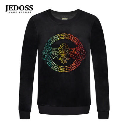 JEDOSS/爵迪斯男装秋冬新款经典胸标炫彩LOGO无帽卫衣T0011BS