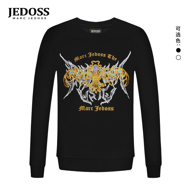 JEDOSS/爵迪斯男装2025秋季新款LOGO翅膀金线刺绣长袖卫衣薄BZ011