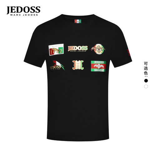 JEDOSS/爵迪斯男装春季专柜新款猎豹章仔小标短袖T恤潮AM004