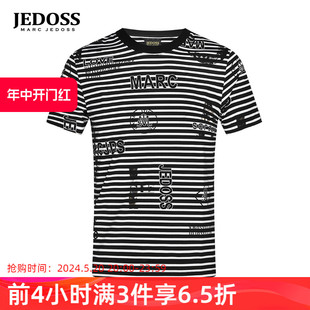 时尚 JEDOSS 2024春夏新款 条纹无规则印花短袖 爵迪斯男装 T恤AM837