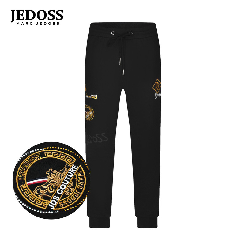 JEDOSS/爵迪斯男装2025春季专柜新款金线刺绣休闲针织裤九分816