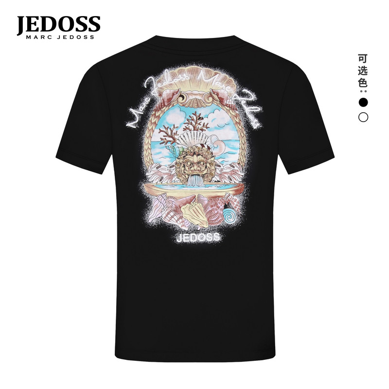 JEDOSS/爵迪斯男装2026夏季专柜新款立体海景胶印短袖T恤潮BZ251