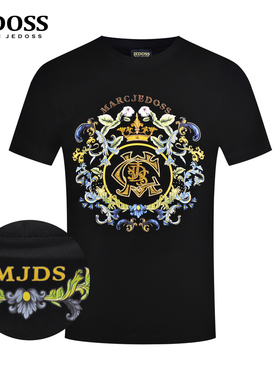 JEDOSS/爵迪斯男装夏季新款花卉印花烫钻刺绣短袖T恤MG551AM
