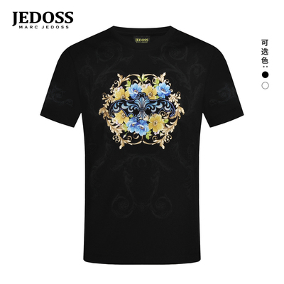 JEDOSS/爵迪斯男装春季专柜新款经典LOGO花卉烫印短袖T恤695
