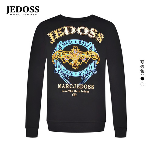 JEDOSS/爵迪斯男装秋季新款字母LOGO金线刺绣长袖卫衣薄BZ172