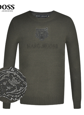 JEDOSS/爵迪斯男装秋冬新款霸气虎头烫钻修身长袖针织衫S9300