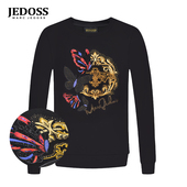 JEDOSS 爵迪斯新款 潮牌卫衣男早秋黑色蝴蝶刺绣高端卫衣男117