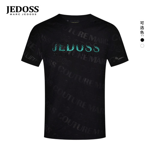JEDOSS/爵迪斯男装春夏新款字母激光满烧花烫钻短袖T恤AS053