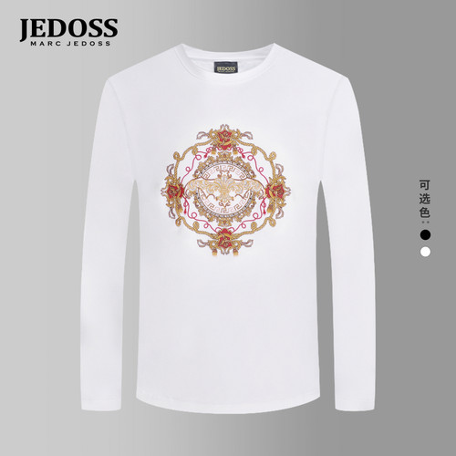 JEDOSS/爵迪斯男装秋冬专柜新款LOGO刺绣烫钻欧式长袖T恤128