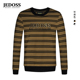 2025初秋新款 JEDOSS 爵迪斯男装 字母烫钻胶印条纹圆领套头卫衣098