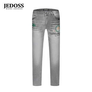 爵迪斯男装 长裤 2025夏季 虎头字母烫钻胶印牛仔裤 043SX 新款 JEDOSS
