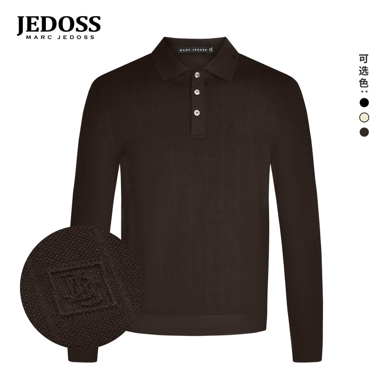 JEDOSS/爵迪斯男装2025秋季专柜新款简约字母提花长袖针织衫ZS007