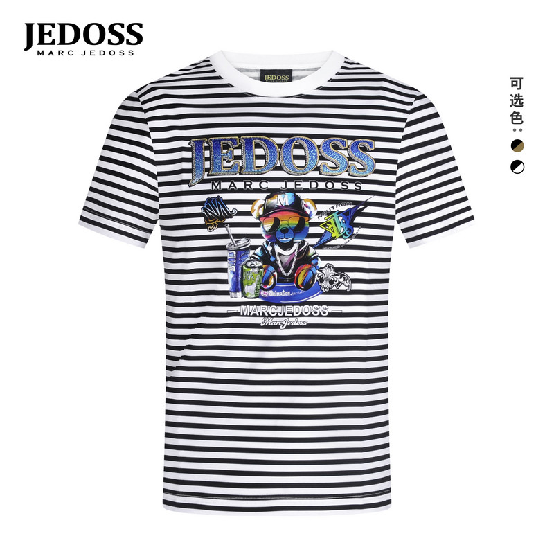 JEDOSS/爵迪斯男装2026春夏新款炫彩潮酷熊仔热转印短袖T恤BZ302