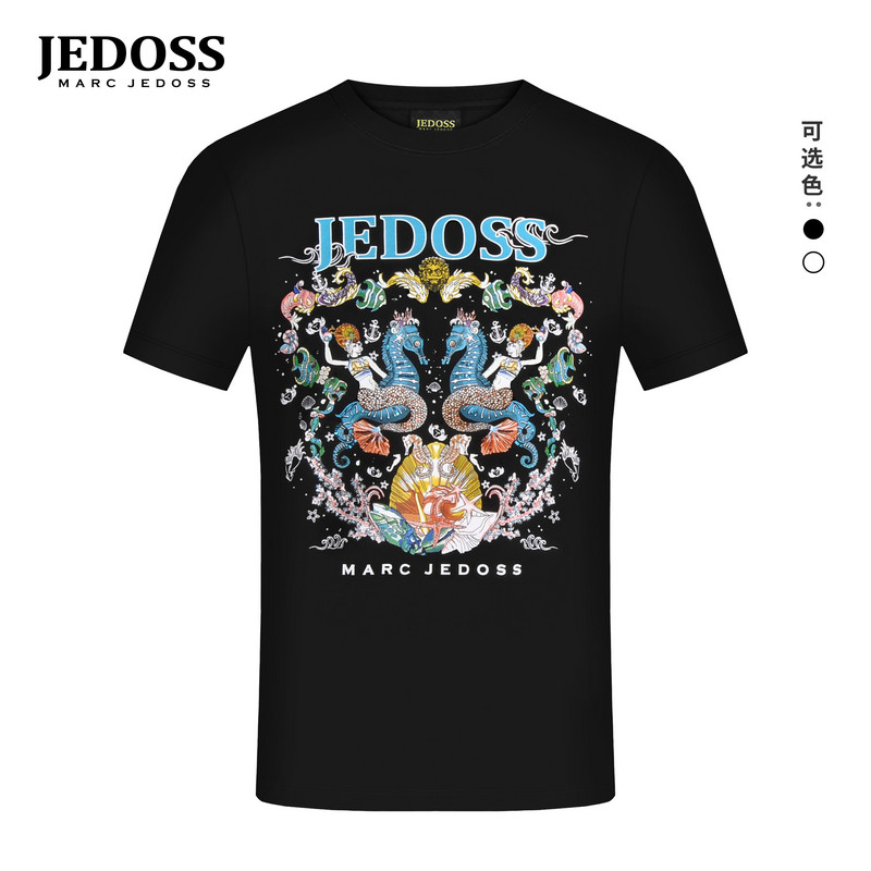 JEDOSS/爵迪斯男装2026夏季专柜新款海洋烫钻胶印短袖T恤潮BZ273