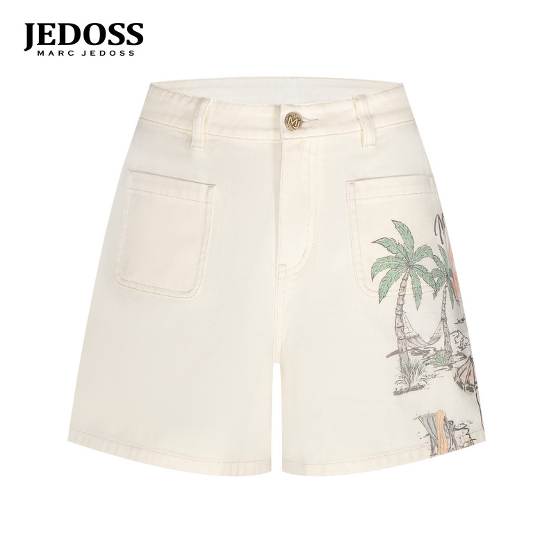 JEDOSS/爵迪斯女装2026夏季专柜新款欧式街景数码印花牛仔中裤017