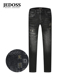 JEDOSS 364F 简约烫钻压凸水印黑色牛仔裤 爵迪斯男装 2025初秋新款
