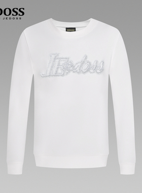 JEDOSS/爵迪斯男装秋季新款简约字母毛巾绣套头长袖卫衣MS350