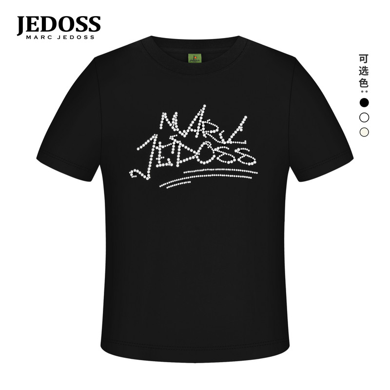 JEDOSS/爵迪斯女装2026春夏专柜新款半圆瓷珠片短袖T恤潮HM600